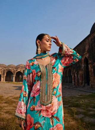 Fariya Printed Velvet Suit Set