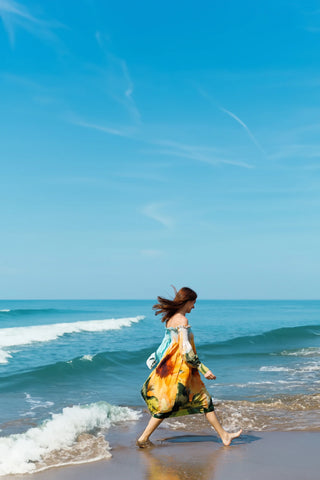Sunflower Shirring Off Shoulder Dress