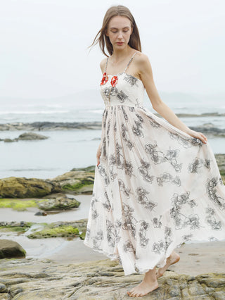 Crimson Noir Blossom Dress
