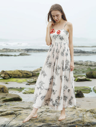 Crimson Noir Blossom Dress
