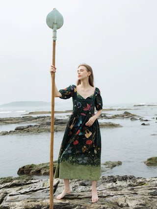 Green Forest Crump Midi Dress