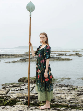 Green Forest Crump Midi Dress