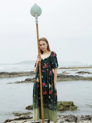 Green Forest Crump Midi Dress