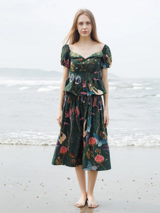 Green Forest Crump Skirt Top Set