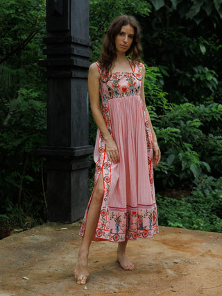 Cloud Pink Whisper Tie Midi Dress