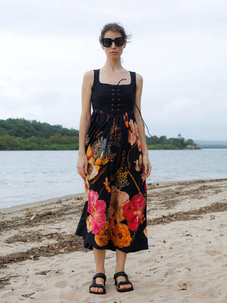 Midnight Blossom Corset Dress