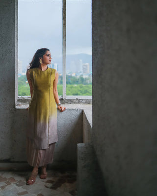 Silk Dress With Organza Detail