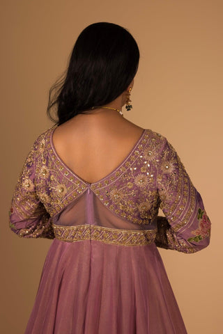 Mirror & Dori Embroidered Pink Anarkali