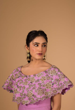 Off Shoulder Long Peplum Top with Sharara Pants