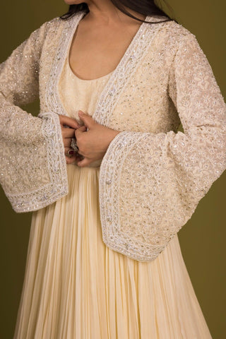 Doriwork Anarkali with a short Jacket