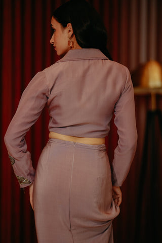 Shoulder Pad Jacket & Drape Skirt