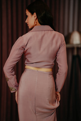 Shoulder Pad Jacket & Drape Skirt