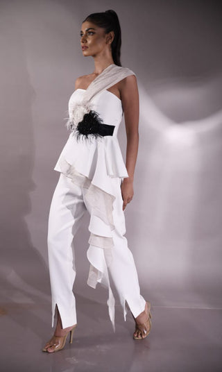 Corsage Ruffle Top & Pant Set