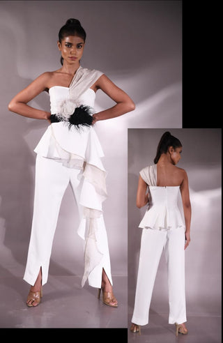 Corsage Ruffle Top & Pant Set