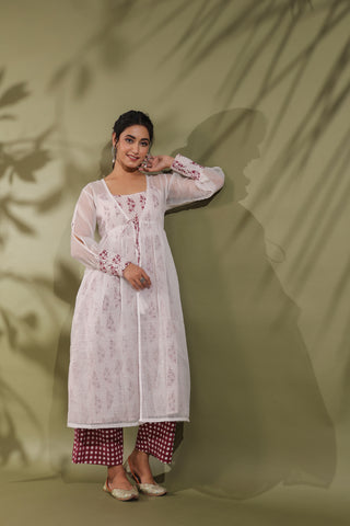 Hand Block Printed Kota Doria & Cotton Suit Set Of 4