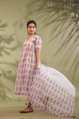 Hand Block Printed Kota Doria & Cotton Suit Set Of 2