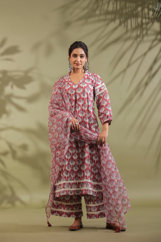Hand Block Printed Cotton Suit Set Of 3