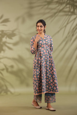 Hand Block Printed Cotton Suit Set Of 2