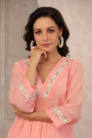 Peach Chanderi Co-ord Set