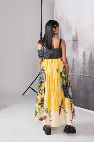 Yellow Scratch Print Dress