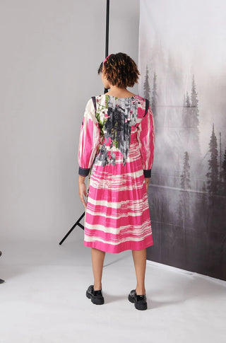 Pink Scratch Print Full Sleeve Dress