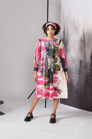Pink Scratch Print Full Sleeve Dress