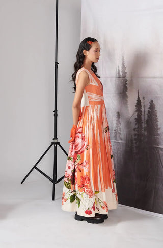 Orange Scratch Print Dress