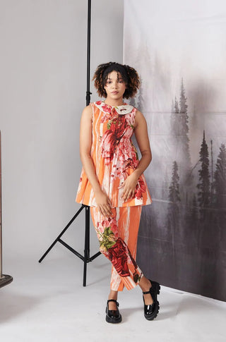 Orange Scratch Print Co-ord Set