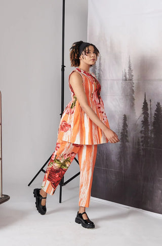 Orange Scratch Print Co-ord Set