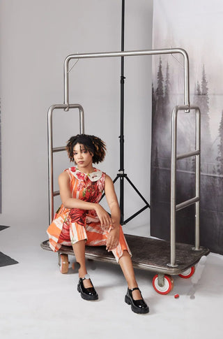 Orange Scratch Print Co-ord Set