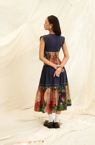 Poppy Bloom Shirring Dress
