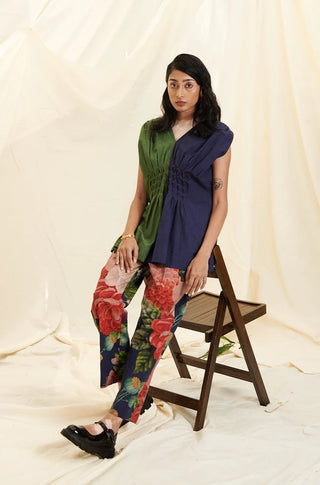 Blue & Green Poppy Bloom All Over Print Co-ord Set