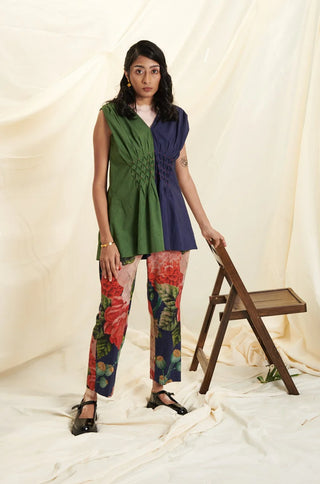 Blue & Green Poppy Bloom All Over Print Co-ord Set