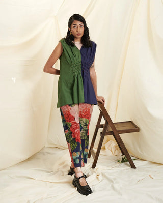 Blue & Green Poppy Bloom All Over Print Co-ord Set