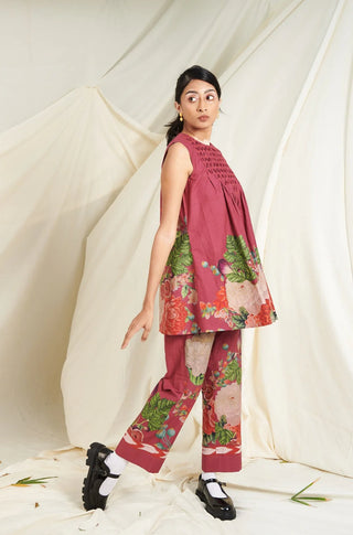 Poppy Bloom Smocking Sleeveless Co-ord Set