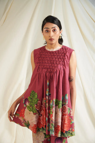 Poppy Bloom Smocking Sleeveless Co-ord Set
