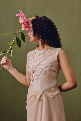 Silk Dress With Draped Wrap