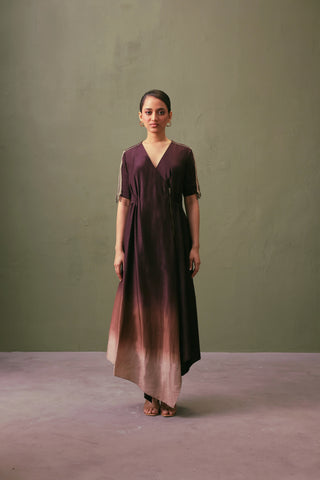 Silk Ombre Dress With Detailed Sleeve