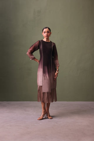 Silk Ombre Dress With Organza Hem