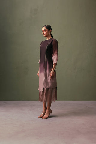 Silk Ombre Dress With Organza Hem