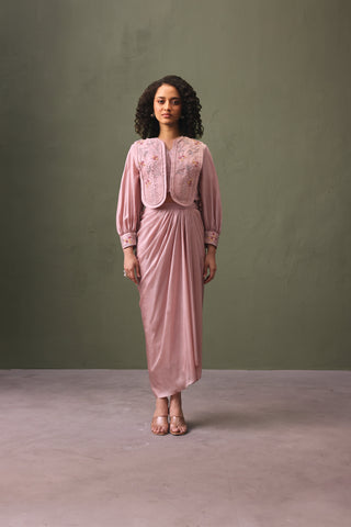 Skirt Set With Hand Embroidered Bib Top