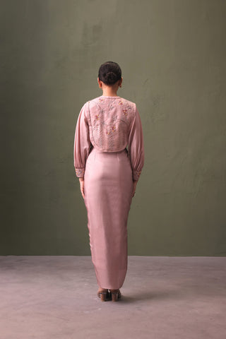 Skirt Set With Hand Embroidered Bib Top
