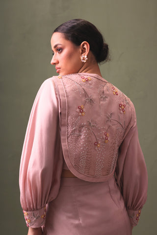 Skirt Set With Hand Embroidered Bib Top