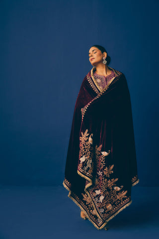 Purple Garnet Velvet Odhni