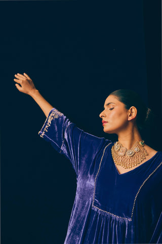 Chandrakala Royal Velvet Kurta Set
