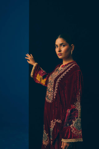 Midnight Wine Velvet Suit Set