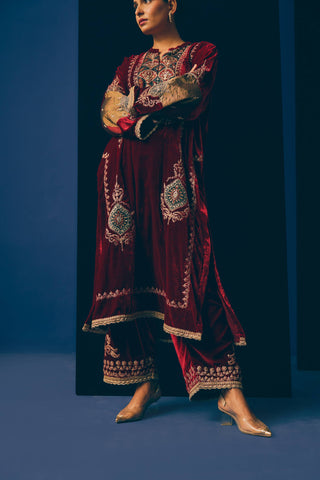 Midnight Wine Velvet Suit Set