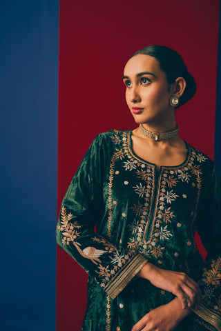 Forest Velvet Sharara Set