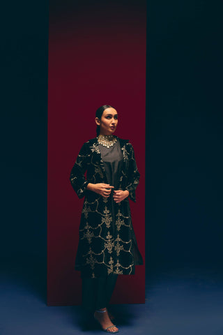 Obsidian Silk Velvet Jacket Set