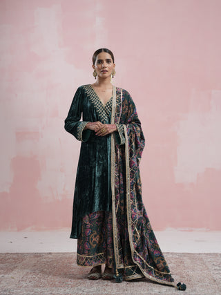 Sana Velvet Suit Set with Gota Patti